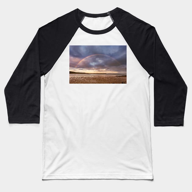 Oxwich Bay Rainbow, Gower Baseball T-Shirt by dasantillo